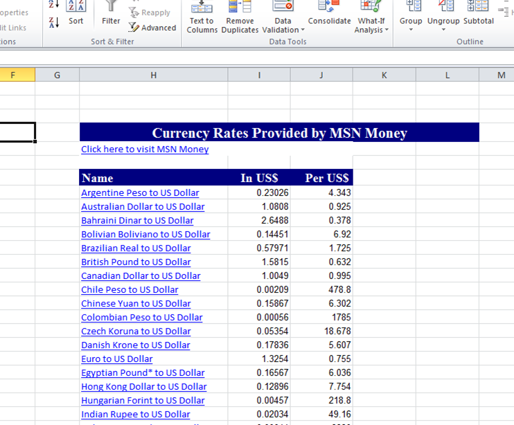 Как добавить подключение msn moneycentral investor stock quotes в excel если его нет