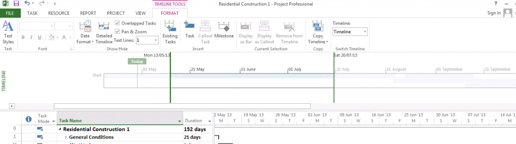 Detailed Timeline in MS Project