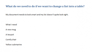 List to change to table Word 2010