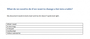 Plain table Word 2010