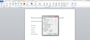 Excel training Screenshot from Insert menu select convert text to table Word 2010