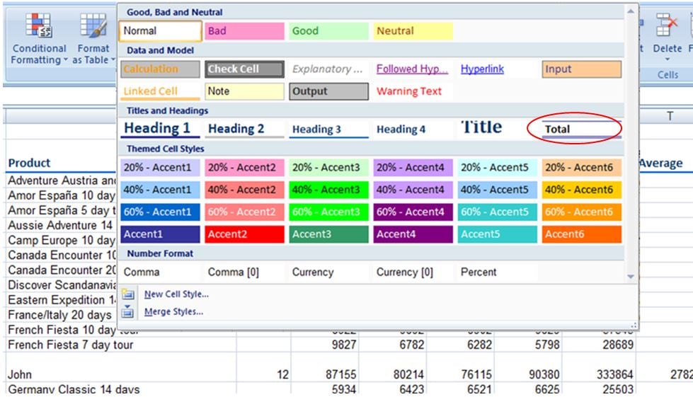 Using The Total Cell Style In Excel