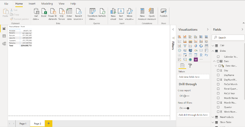 Example of inserting a parameter table